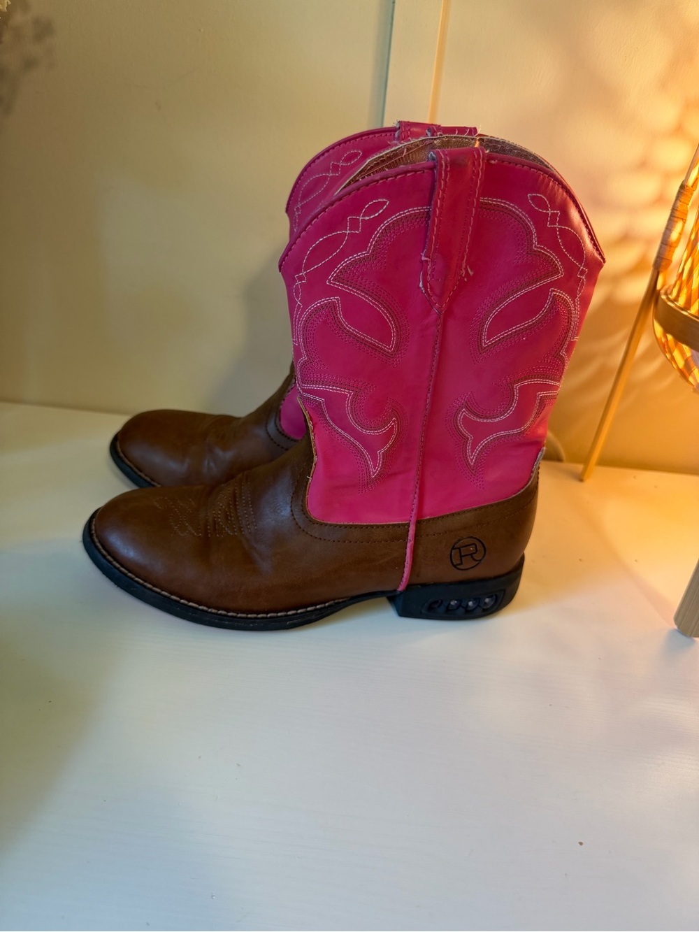 Roper Little Kids Metallic Pink Slip-On Boots